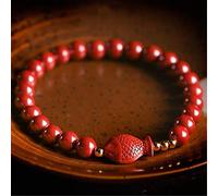 Braccialetto di cinabro Feng Shui Ricchezza Braccialetto Cinnabro Naturale Perline di Buddha Amuleto Braccialetto Elasticizzato Portafortuna Minerale Grezzo Attira Soldi Fortunati Amore Braccialetto R