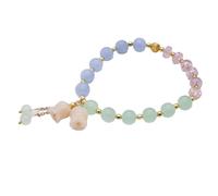 Braccialetto di cristallo blu marino naturale con ciondolo a forma di campana di giada originale, braccialetti a fili intrecciati, gioielli for feste