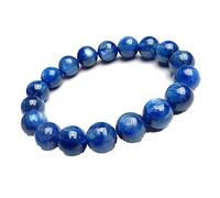 braccialetto di fascino Bracciale con perline rotonde elasticizzate in cristallo di cianite naturale blu intenso 11 mm
