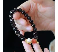 Braccialetto di fascino Braccialetto di granato naturale da 8 mm Braccialetto di agata di perle Feng Shui Braccialetto fortunato Braccialetto di perline elastiche Braccialetto di cristallo portafortun