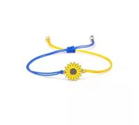 Braccialetto di fascino del fiore della margherita della corda intrecciata fatta a mano Colore giallo blu Braccialetti della bandiera nazionale dell'Ucraina per il braccialetto del Bello e pratico