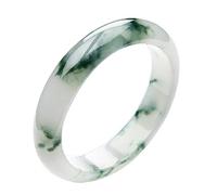 Braccialetto di giada con fiore verde galleggiante su sfondo bianco da donna, braccialetti di giada con barra rotonda da donna, for la madre, for la fidanzata, con scatola portagioie, 54-64 mm, 64 mm,