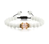 Braccialetto di Nuova Moda King Crown Perline di Pietra Bianca Naturale Braccialetti Intrecciati Fatti a Mano Uomo Donna Braccialetti con ciondoli Coppia Gioielli Regalo Durable Processing