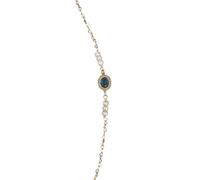 Braccialetto di perle d'acqua dolce con zaffiro centrale da 0,9 cm, catena in oro regolabile da 20,3 cm, gioiello di perle regalo per lei, per look quotidiano e elegante