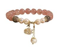 Braccialetto di perle d'acqua dolce naturali, braccialetti di perline di cristallo opale, gioielli for feste di compleanno(Pink-d)
