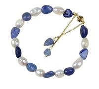 Braccialetto di perle di giada blu con maglie dorate Dainty Pearl perline braccialetti regolabili braccialetto alla moda per moglie, madre, donna, gioielli regalo come compleanno, matrimonio, San