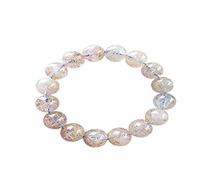 Braccialetto di perle rotonde di cristallo di neve di quarzo rutilato bianco fenachite naturale da 12 mm AAAAA