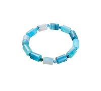 Braccialetto di Perline Elasticizzate in Pietra Naturale Dallo Stile Semplice, Braccialetto di Perline Regolabile in Agata a Strisce Blu, Perline a Forma di Tubo da 8*12mm, Adatto per L'Uso Quotidian