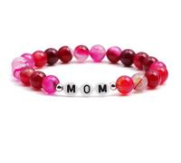 Braccialetto di perline in agata rossa rosa Braccialetto di perline MAMA Braccialetto per la festa della mamma Donna, MOM0254