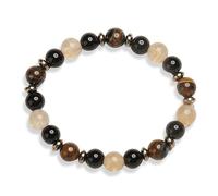 Braccialetto di perline in pietra naturale da 8 mm Temu Elastic Rope Agata Pietra occhio di tigre Braccialetto di perline di colore misto per uomo e donna, occhio di tigre + pietra luminosa + ciclone