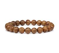 Braccialetto di perline in Pietra Naturale da 8mm - Braccialetti elastici Regolabili con perline in Legno Marrone Chakra per Uomo e Donna, di Compleanno,Yoga e Amicizia da 8mm