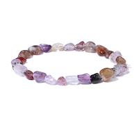 Braccialetto di perline irregolari, pietre naturali cristallo curative, braccialetti elastici for gioielli da donna e uomo(19cm,E)