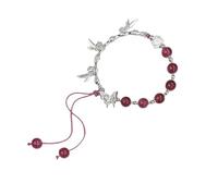 Braccialetto di perline rosse retrò per le donne di fascia alta braccialetto stile nazionale elegante e versatile gioielli a mano giovani uomini orologi, Misura unica, Vetro, Nessuna pietra preziosa