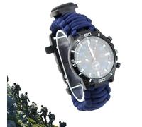 Braccialetto di Sopravvivenza Sportivo 16 in 1, Orologio da Polso Impermeabile da Alpinismo con 7 Core in Paracord, Strumenti di Pronto Soccorso con Kit Da Pesca(Color-6)