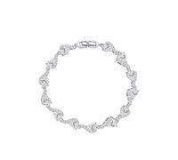 Braccialetto Di Tono D'argento Con Cuore Alternato E Forma Di Goccia Ornamenti In Zircone Pavimentati, Costruzione A Maglie Continue, Decorazioni Scintillanti Gioielli Per Abiti Quotidiani Banchetti E
