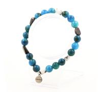 Pietre E Minéraux. Braccialetto Diaspro Zebra Del Brasile + Perle Apatite 8 Mm.