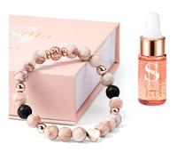Braccialetto diffusore olio essenziale - pietra lavica e cristallo con ciondolo a cuore, olio di pace interno per dormire, regalo di compleanno originale per donne (taglia S)