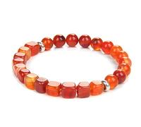 Braccialetto Donna, Braccialetti Con Perline Quadrate Bracciale In Pietra Di Agata Rossa Arancione Naturale Bracciale Con Perline In Pietra Elasticizzata Chakra Yoga Bracciale Con Perline In Pietra