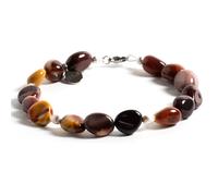 Braccialetto donna pietra dura naturale Mokaite e argento 925 chiusura acciaio