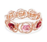 Braccialetto elastico a forma di rosa, da donna, regalo per la festa della mamma, braccialetto elastico con fiore 3D smaltato, gioiello regalo per lei, One size, Metallo, Nessuna pietra preziosa
