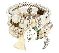 Braccialetto elastico con nappe bohémien, multicolori, braccialetti bohémien a strati | gioielli per donne e uomini | braccialetto etnico fatto a mano, one size, Zinco, Nessuna pietra preziosa