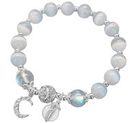 Braccialetto elastico con perline, circonferenza 5,1, braccialetto di cristallo di luna naturale per donne con ciondolo a forma di luna, elegante gioiello curativo fatto a mano con cristalli occhio di