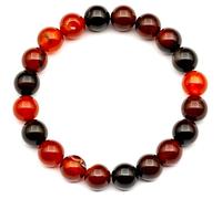 Braccialetto elastico con perline di agata naturale corniola, vero cristallo rosso, vergine, gemma elastica, perline da 8 mm, gioielli alla moda