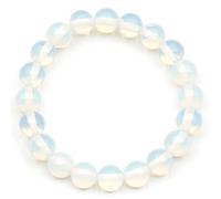 Braccialetto elastico con perline di opalite naturale, cristallo bianco, cancro, elastico con pietre preziose, perline da 8 mm, gioielli alla moda
