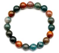 Braccialetto elastico con perline di pietra del sangue naturale, vero cristallo verde, elastico con pietre preziose Ariete, perline da 8 mm, gioielli alla moda, chakra curativi, durevole