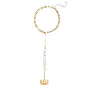 Braccialetto elastico con perline di vetro con perle di vetro Braccialetto lungo Anello a catena a mano Anello per le donne Ragazze Strass Bracciali a catena a mano per le donne Roba alla