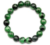 Braccialetto elastico con perline di zoisite e rubino naturale, cristallo verde, Ariete, gemma elastica, perline da 8 mm, gioielli alla moda