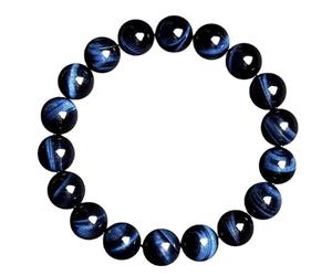 Braccialetto elastico con perline in occhio di tigre blu, braccialetto elastico con cristalli naturali per uomini e donne, gioielli curativi unici per Natale, San Valentino e altro ancora, 16mm