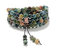 Braccialetto elastico da polso Mala con 108 perline di preghiera Mala curative (Agata indiana (Indian Agate))