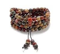 Braccialetto elastico da polso Mala con 108 perline di preghiera Mala curative (Diaspro Picasso (Picasso Jasper))