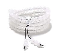 Braccialetto elastico da polso Mala con 108 perline di preghiera Mala curative (Giada Bianca (White Jade))