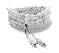 Braccialetto elastico da polso Mala con 108 perline di preghiera Mala curative (Howlite)