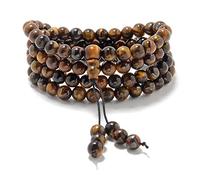 Braccialetto elastico da polso Mala con 108 perline di preghiera Mala curative (Occhio di tigre marrone (Brown Tiger Eye))
