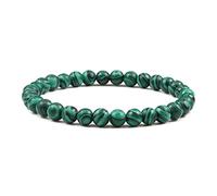 Braccialetto elastico da uomo con pietre naturali da 6 mm, perline blu lava nera, bracciale da donna, in malachite, 21 cm