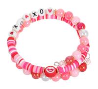 Braccialetto elastico in argilla polimerica perline di cuore regolabili e leggere per donna e ragazza, accessorio impilabile, adatto per San e regali