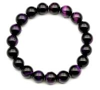 Braccialetto elastico naturale con occhio di tigre, occhio di tigre, vero cristallo viola, leone, gemma elastica, perle da 8 mm, bigiotteria