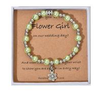Braccialetto elastico per damigella d'onore, con scritta "Will You Be My Flower Girl?", Medio, Metallo, Non pietra preziosa