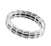 Braccialetto elastico quadrato sfaccettato con cristalli bianchi naturali, catena da 10 mm con perline di cristallo trasparente, per donne e uomini, diametro 10 cm