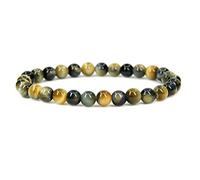 Braccialetto elastico unisex con pietre semipreziose da 6 mm e perline rotonde da 17,8 cm