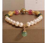 Braccialetto estivo da donna con perle d'acqua dolce naturali in giada