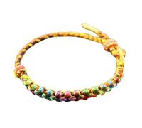 Braccialetto etnico intrecciato a mano, lunghezza regolabile, filo di cotone, braccialetto con nodi di fiori di pesca, gioielli colorati, Misura unica, come descritto