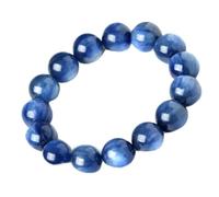 Braccialetto fatto a mano con cianite per uomini e donne, gioiello elastico blu naturale, ottimo regalo di fortuna, 11~12mm, Pietra, Non pietra preziosa
