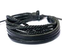 Braccialetto Fatto a Mano in Corda di Cuoio Intrecciato Largo per Uomo Donna Bracciale Rigido a Catena Marrone neroDurability