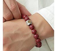 Braccialetto feng shui bracciale gemma naturale gemma bracciale cinnabar cristallo bracciale da 10mm mala perle bracciale fortunato per le donne uomini a sei caratteri perle mantra amuleto per