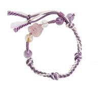 Braccialetto Feng Shui con ciondolo a forma di leone, con cordino viola, giada lavanda, ametista e citrino, talismano multi-gemma per fortuna, protezione e meditazione