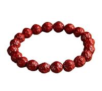 Braccialetto Feng Shui con cristalli cinabro, amuleto portafortuna da 10 mm, per uomini e donne, sei caratteri mantra per meditazione Reiki